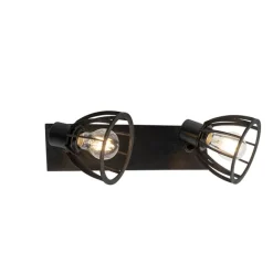 QAZQA Industrielle Deckenlampe schwarz 2-flammig - Fotu