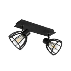 QAZQA Industrielle Deckenlampe schwarz 2-flammig - Fotu