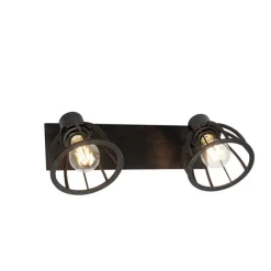 QAZQA Industrielle Deckenlampe schwarz 2-flammig - Fotu