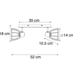 QAZQA Industrielle Deckenlampe schwarz 2-flammig - Fotu