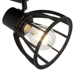 QAZQA Industrielle Deckenlampe schwarz 2-flammig - Fotu