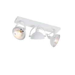 QAZQA Industrielle Deckenleuchte weiß mit silbernem 3-Licht verstellbar – Magnax