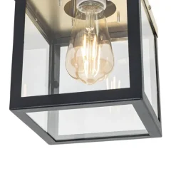 QAZQA Industrielle Deckenleuchte für den Außenbereich, schwarz mit Gold – Rotterdam