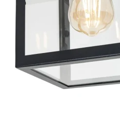 QAZQA Industrielle Deckenleuchte für den Außenbereich, schwarz mit Gold – Rotterdam