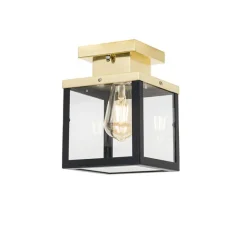 QAZQA Industrielle Deckenleuchte für den Außenbereich, schwarz mit Gold – Rotterdam