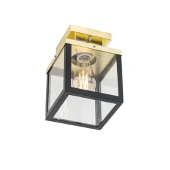 QAZQA Industrielle Deckenleuchte für den Außenbereich, schwarz mit Gold – Rotterdam