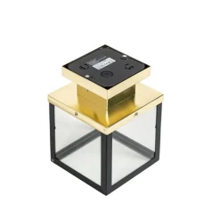 QAZQA Industrielle Deckenleuchte für den Außenbereich, schwarz mit Gold – Rotterdam