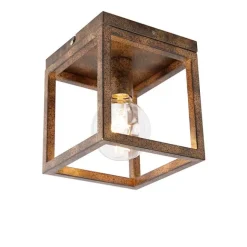 QAZQA Industrielle Deckenleuchte rostbraun - Käfig