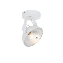 QAZQA Industrielle Deckenleuchte weiß mit Silber 15 cm verstellbar – Magnax