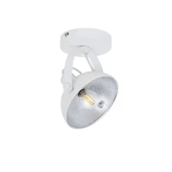 QAZQA Industrielle Deckenleuchte weiß mit Silber 15 cm verstellbar – Magnax