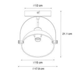 QAZQA Industrielle Deckenleuchte weiß mit Silber 15 cm verstellbar – Magnax