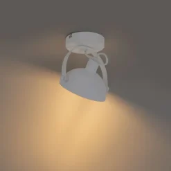 QAZQA Industrielle Deckenleuchte weiß mit Silber 15 cm verstellbar – Magnax