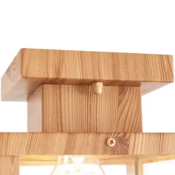 QAZQA Industrielle Deckenleuchte für Außenbereich Holz mit Klarglas - Rotterdam