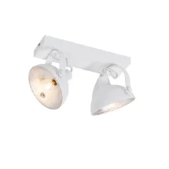 QAZQA Industrielle Deckenleuchte weiß mit silbernem 2-Licht verstellbar – Magnax