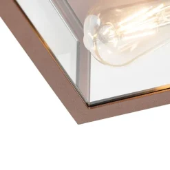 QAZQA Industrielle Deckenleuchte rostbraun IP44 2-flammig - Charlois