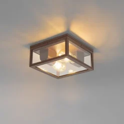 QAZQA Industrielle Deckenleuchte rostbraun IP44 2-flammig - Charlois