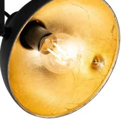 QAZQA Industrielle Deckenleuchte schwarz mit Gold 3-flammig verstellbar – Magnax