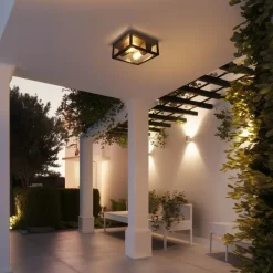 QAZQA Industrielle Deckenleuchte schwarz IP44 - Charlois