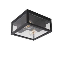 QAZQA Industrielle Deckenleuchte schwarz IP44 - Charlois