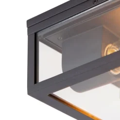 QAZQA Industrielle Deckenleuchte schwarz IP44 - Charlois