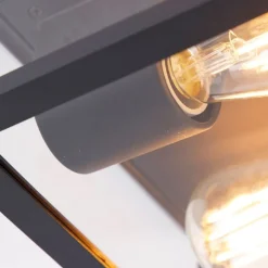 QAZQA Industrielle Deckenleuchte schwarz IP44 - Charlois