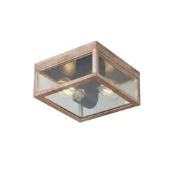 QAZQA Industrielle Deckenleuchte Holzoptik IP44 2-flammig - Charlois