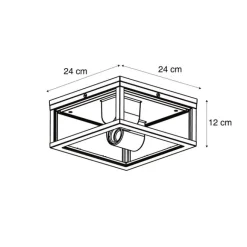 QAZQA Industrielle Deckenleuchte Holzoptik IP44 2-flammig - Charlois