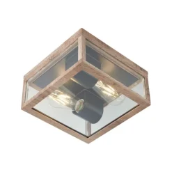 QAZQA Industrielle Deckenleuchte Holzoptik IP44 2-flammig - Charlois