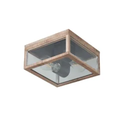 QAZQA Industrielle Deckenleuchte Holzoptik IP44 2-flammig - Charlois