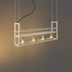 QAZQA Industrielle Hängelampe Beige 4-Lichter - Cage Rack