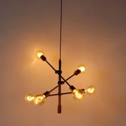 QAZQA Industrielle Hängelampe dunkelbronze 6-flammig – Sydney