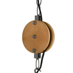 QAZQA Industrielle Hängelampe dunkelgrau mit Holz 47 cm - Arthur