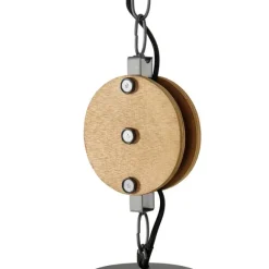 QAZQA Industrielle Hängelampe dunkelgrau mit Holz 34 cm - Arthur