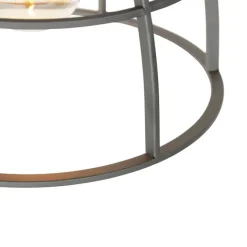 QAZQA Industrielle Hängelampe dunkelgrau mit Holz 34 cm - Arthur