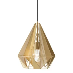 QAZQA Industrielle Hängelampe Gold mit Netz - Karkasse