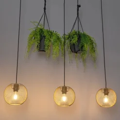 QAZQA Industrielle Hängelampe gold 3-flammig - Flor