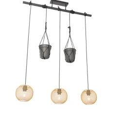 QAZQA Industrielle Hängelampe gold 3-flammig - Flor