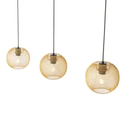 QAZQA Industrielle Hängelampe gold 3-flammig - Flor