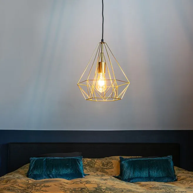 QAZQA Industrielle Hängelampe Golddraht - Carcass