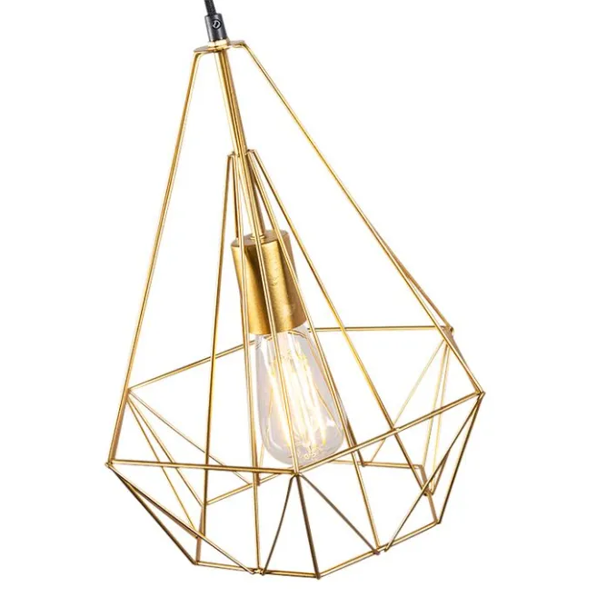 QAZQA Industrielle Hängelampe Golddraht - Carcass