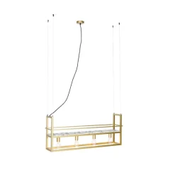 QAZQA Industrielle Hängelampe gold mit Marmor und Gestell 4-flammig - Cage Rack