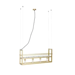 QAZQA Industrielle Hängelampe gold mit Marmor und Gestell 4-flammig - Cage Rack