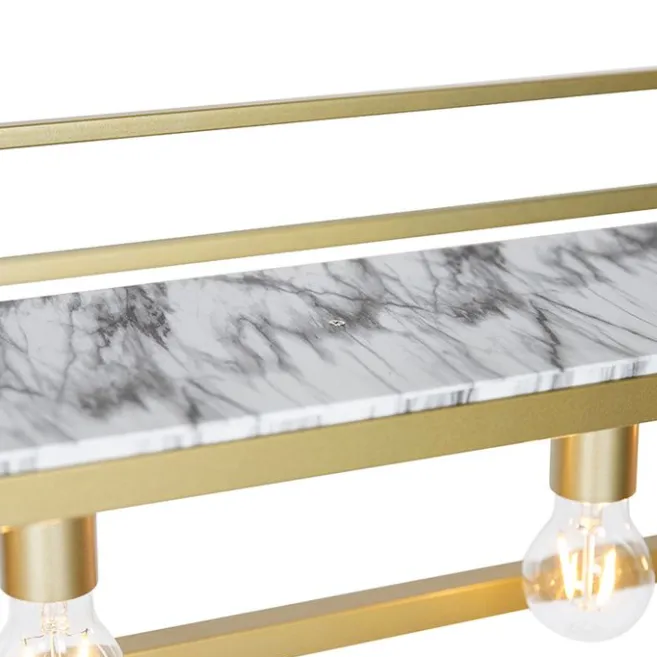 QAZQA Industrielle Hängelampe gold mit Marmor und Gestell 4-flammig - Cage Rack