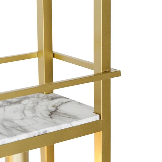 QAZQA Industrielle Hängelampe gold mit Marmor und Gestell 4-flammig - Cage Rack