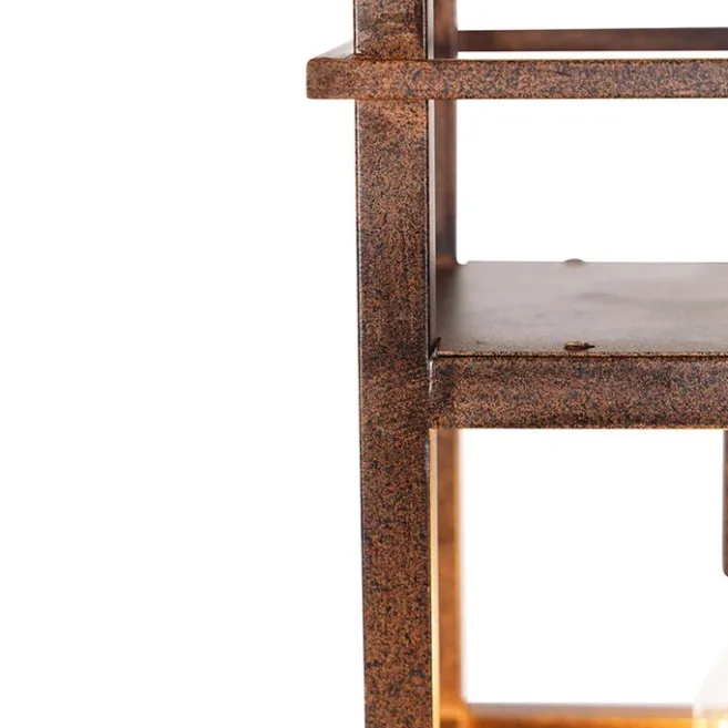 QAZQA Industrielle Hängelampe rostbraun mit Gestell 4-flammig - Cage Rack