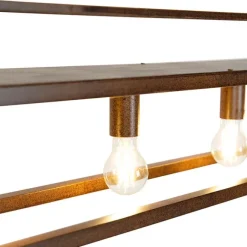 QAZQA Industrielle Hängelampe rostbraun mit Gestell 4-flammig - Cage Rack