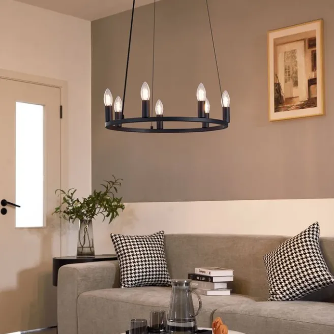 QAZQA Industrielle Hängelampe schwarz 7-flammig - Knight