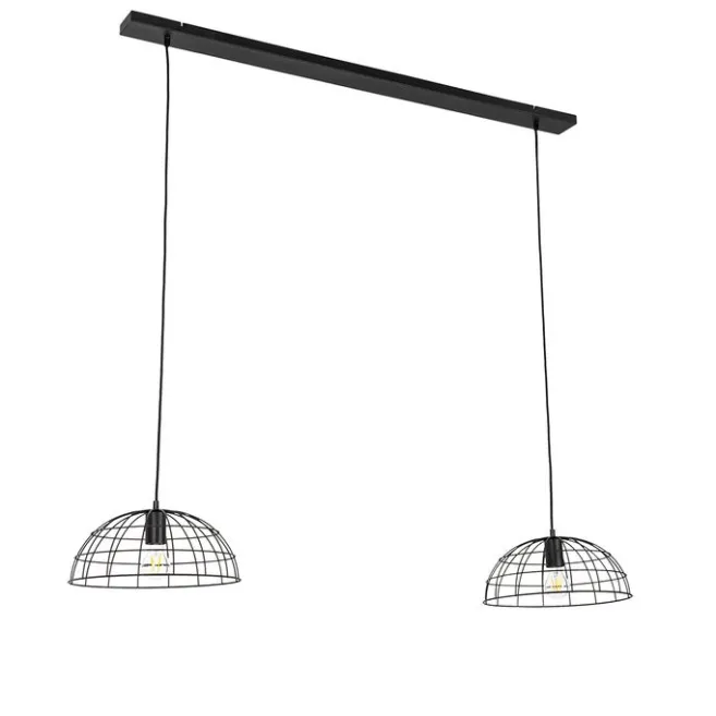QAZQA Industrielle Hängelampe schwarz 2-Lichter - Hanze