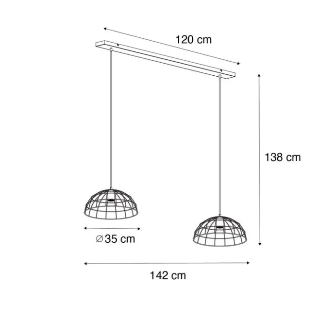QAZQA Industrielle Hängelampe schwarz 2-Lichter - Hanze