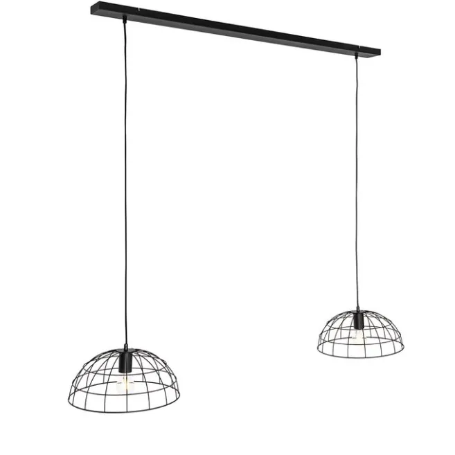 QAZQA Industrielle Hängelampe schwarz 2-Lichter - Hanze